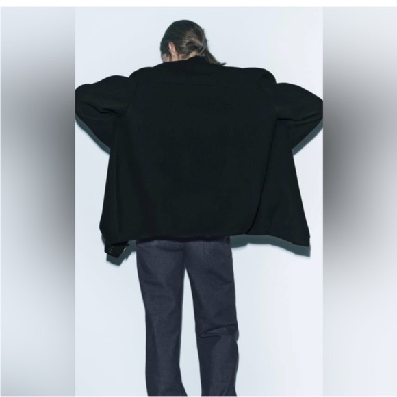 NWT ZARA BLACK MANTECO WOOL BOMBER COAT ZW COLLECTION SIZE MEDIUM - Picture 12 of 16